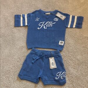 Kith Blue and White Knit Baby Set